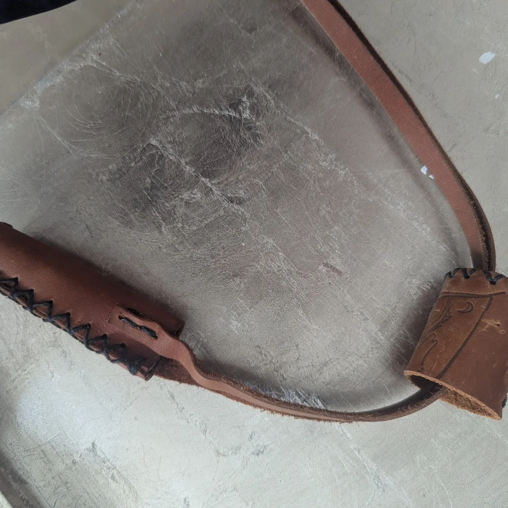 Brown Leather carrier Sheath with Strap Hand Made Hand Crafted Leatherwork
